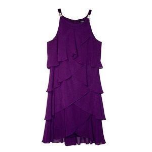 Midi Length Purple Ruffle Dress